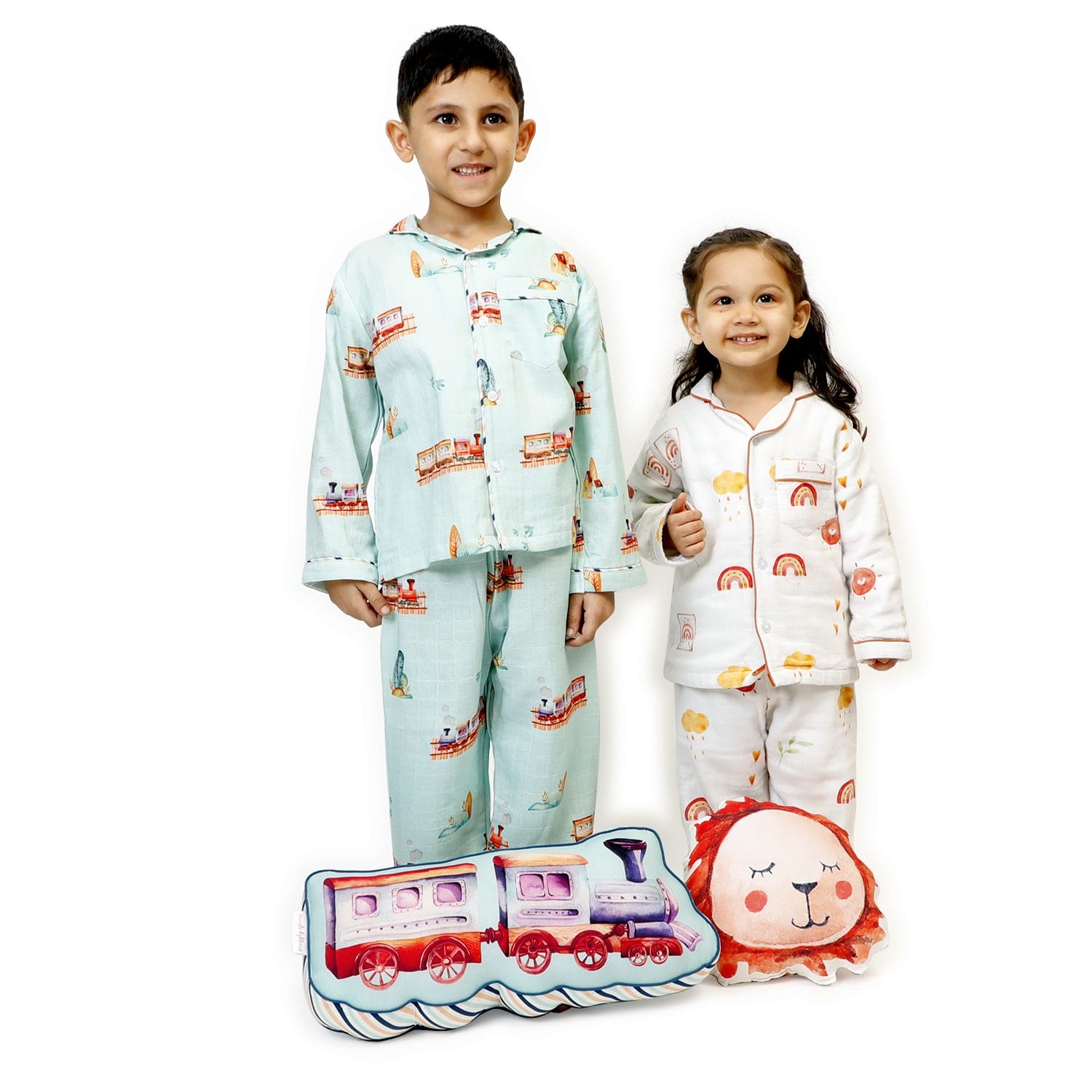Ollie the Train (Blue) - Bamboo Muslin Night Suit Set