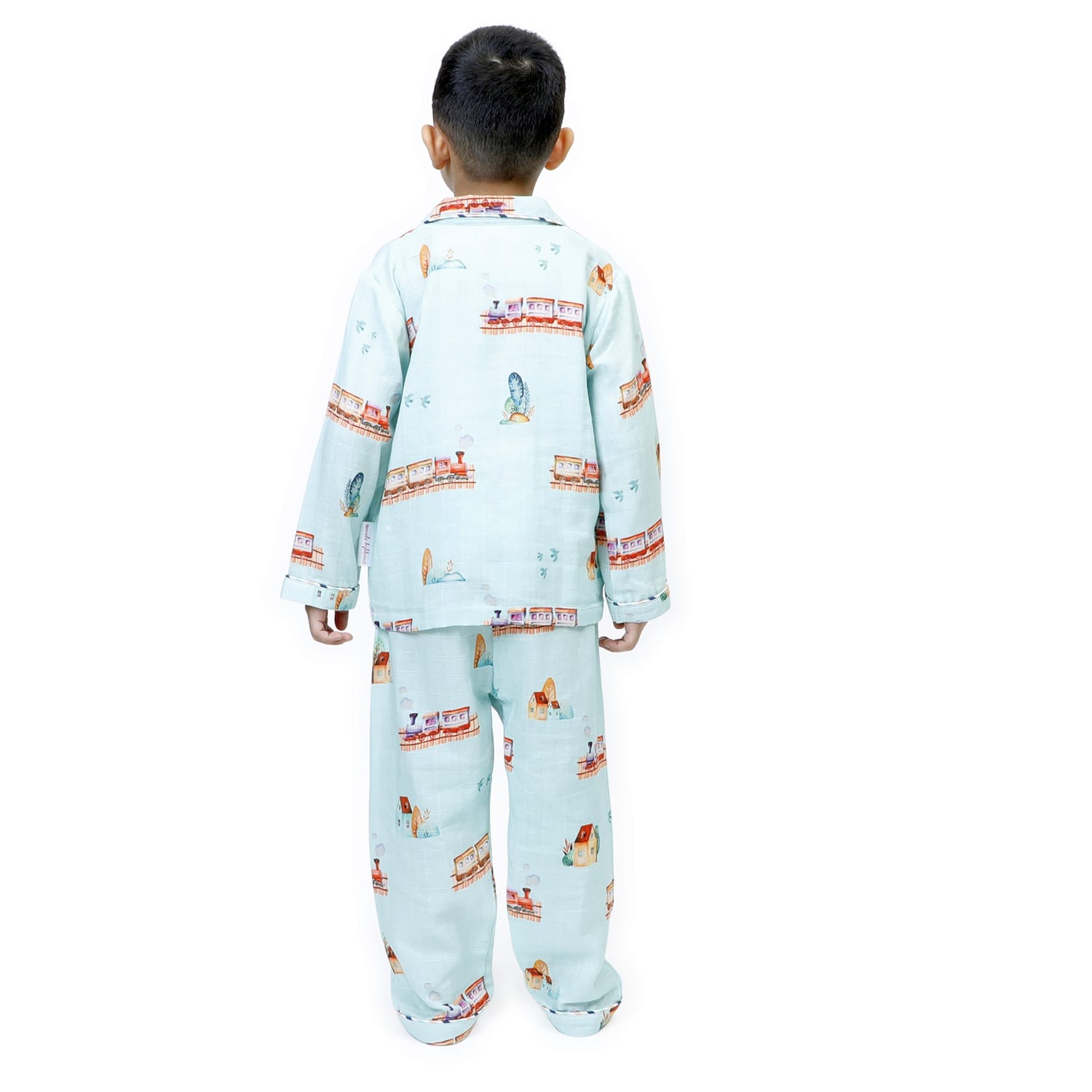 Ollie the Train (Blue) - Bamboo Muslin Night Suit Set