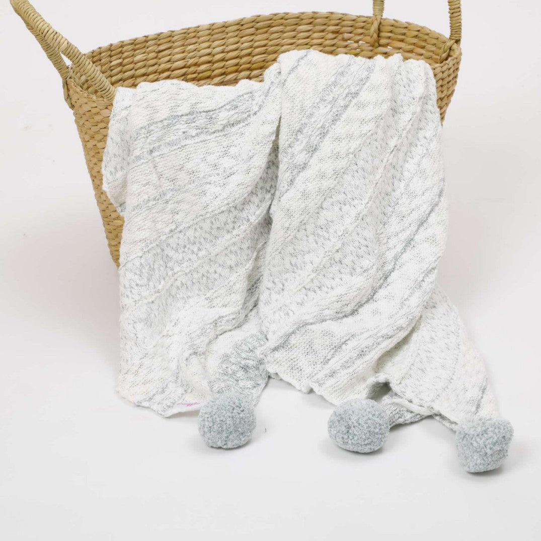 Snuggly Knitted Blanket - White Sage