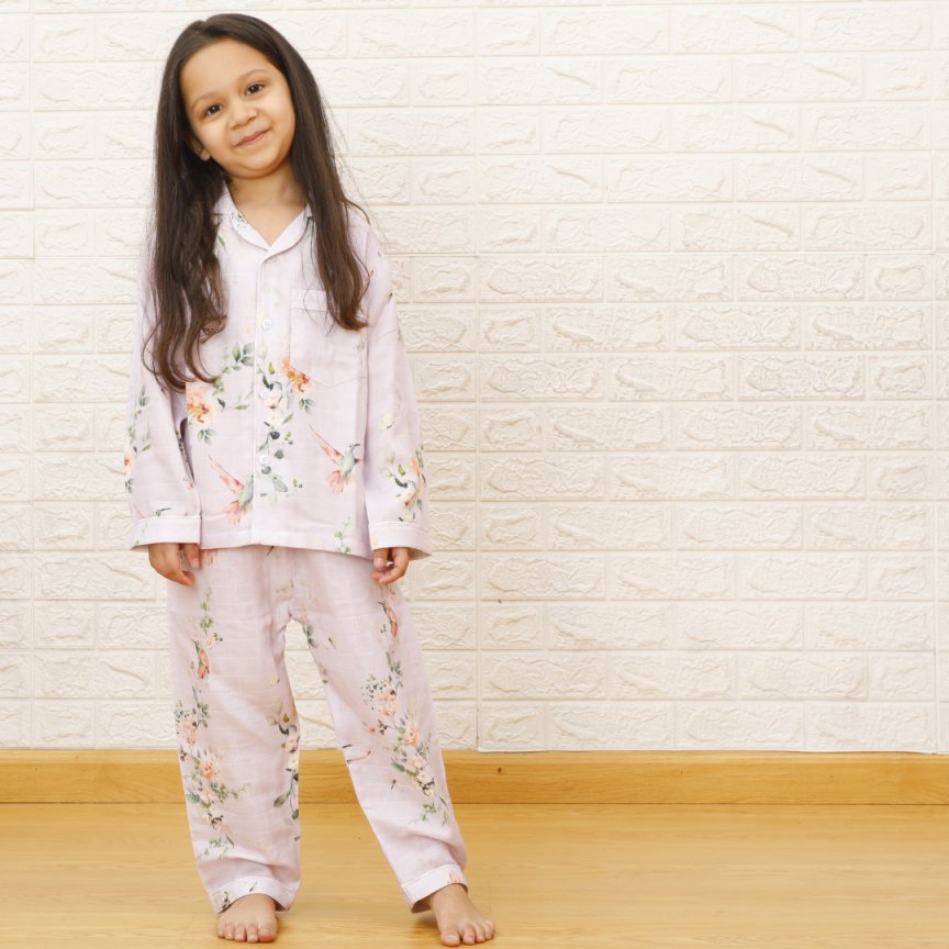 Birds in Paradise - Bamboo Muslin Night Suit Set