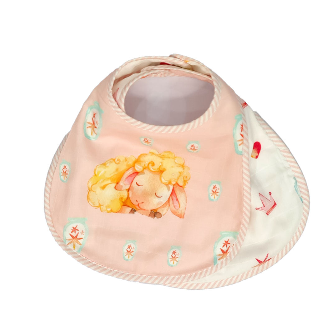 Bamboo Ruffle Bib Fluffy the Sheep - Bamboo Muslin Toddler Bibs Pair – snugglyspaces