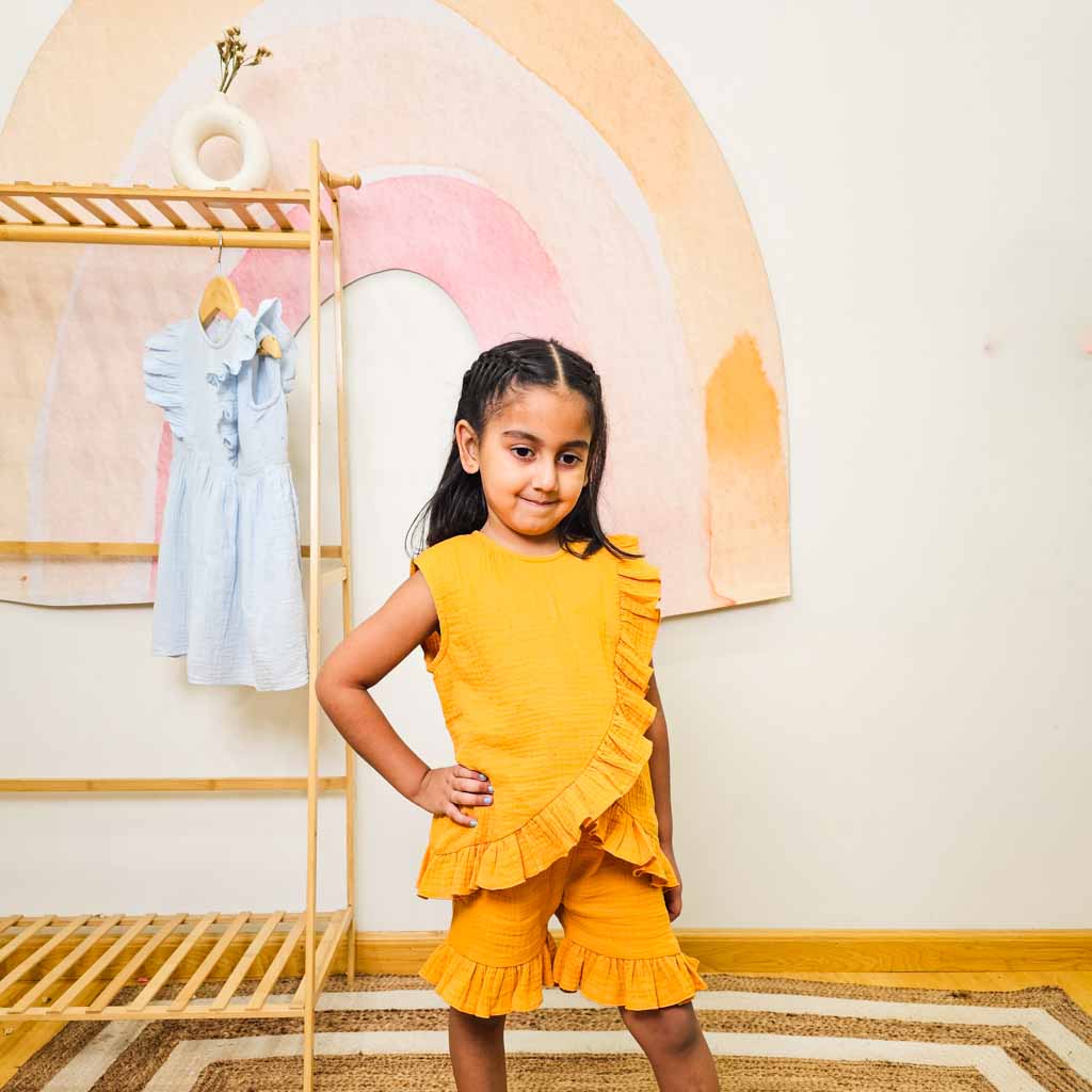 Mustard Sleeveless Top & Shorts Co-ord Set