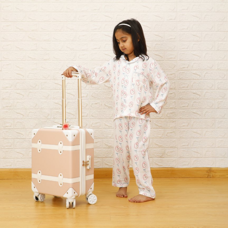 Roses & Bows - Bamboo Muslin Night Suit Set