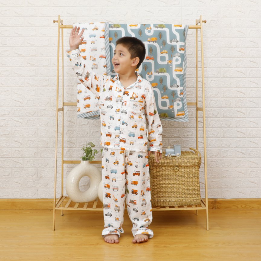 ABC Of Transport - Bamboo Muslin Night Suit Set