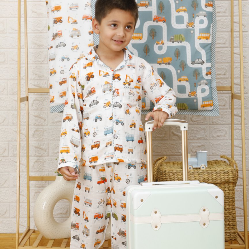 ABC Of Transport - Bamboo Muslin Night Suit Set