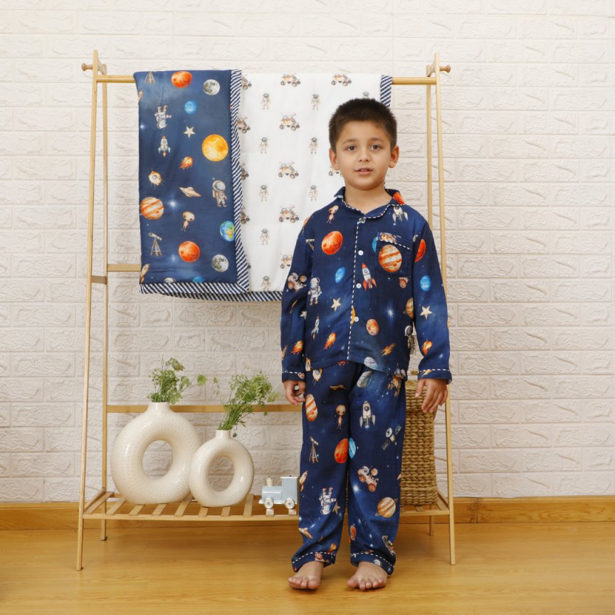 Snuggly Space Adventures - Bamboo Muslin Night Suit Set