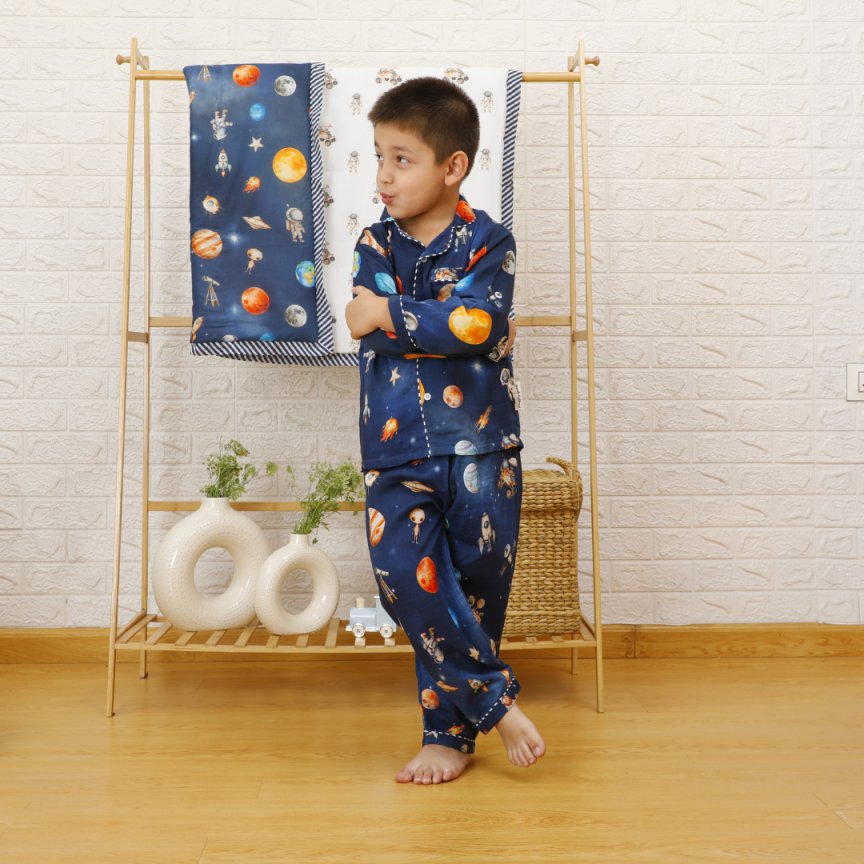 Snuggly Space Adventures - Bamboo Muslin Night Suit Set