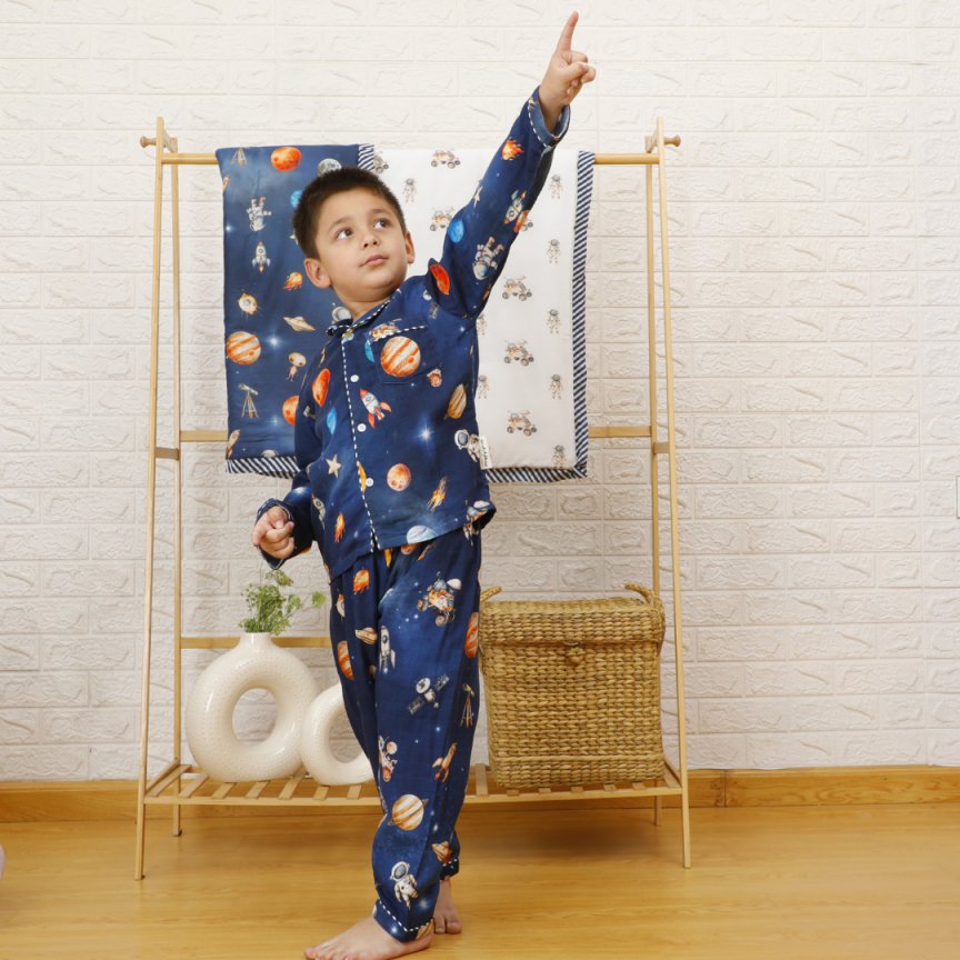 Snuggly Space Adventures - Bamboo Muslin Night Suit Set