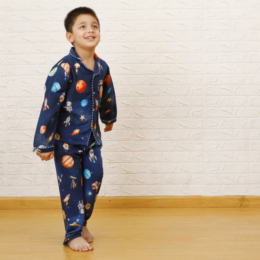 Snuggly Space Adventures - Bamboo Muslin Night Suit Set
