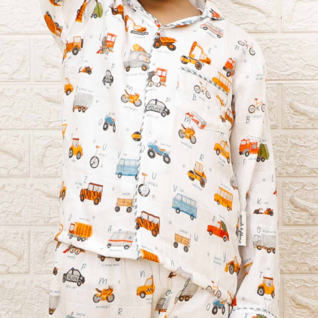 ABC Of Transport - Bamboo Muslin Night Suit Set