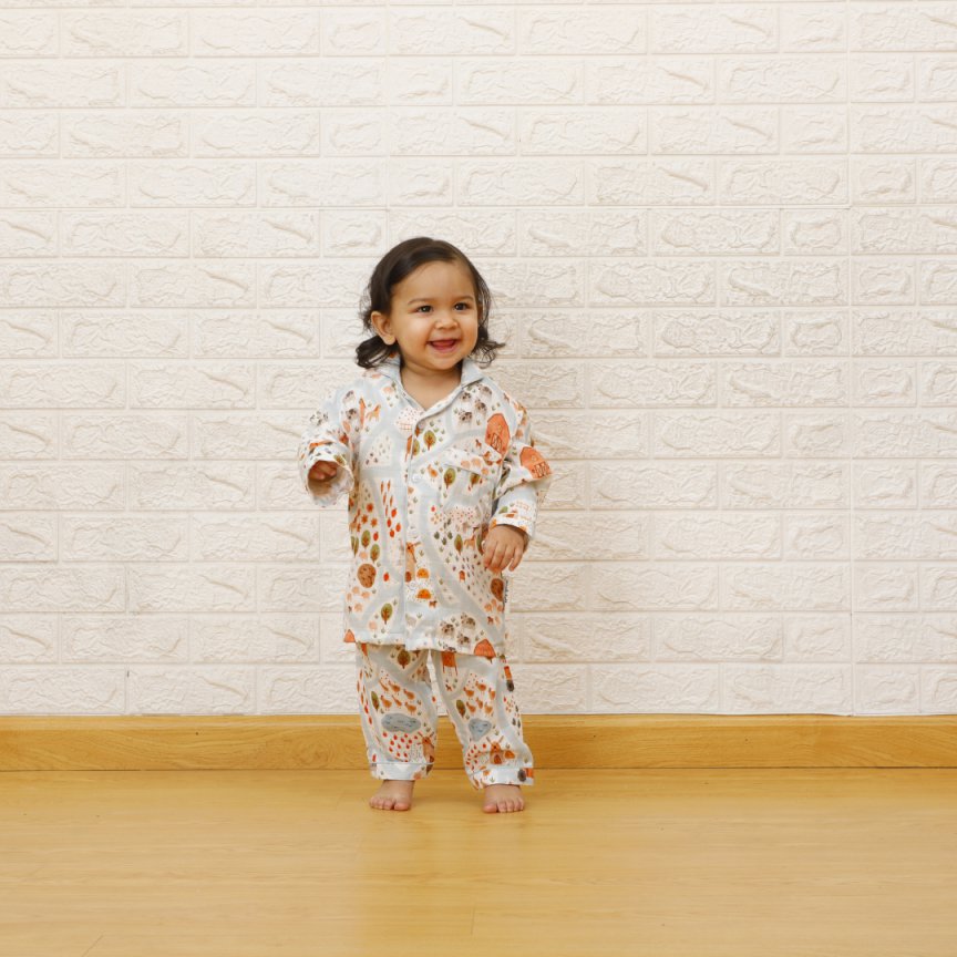 My Snuggly Farm- Bamboo Muslin Night Suit Set