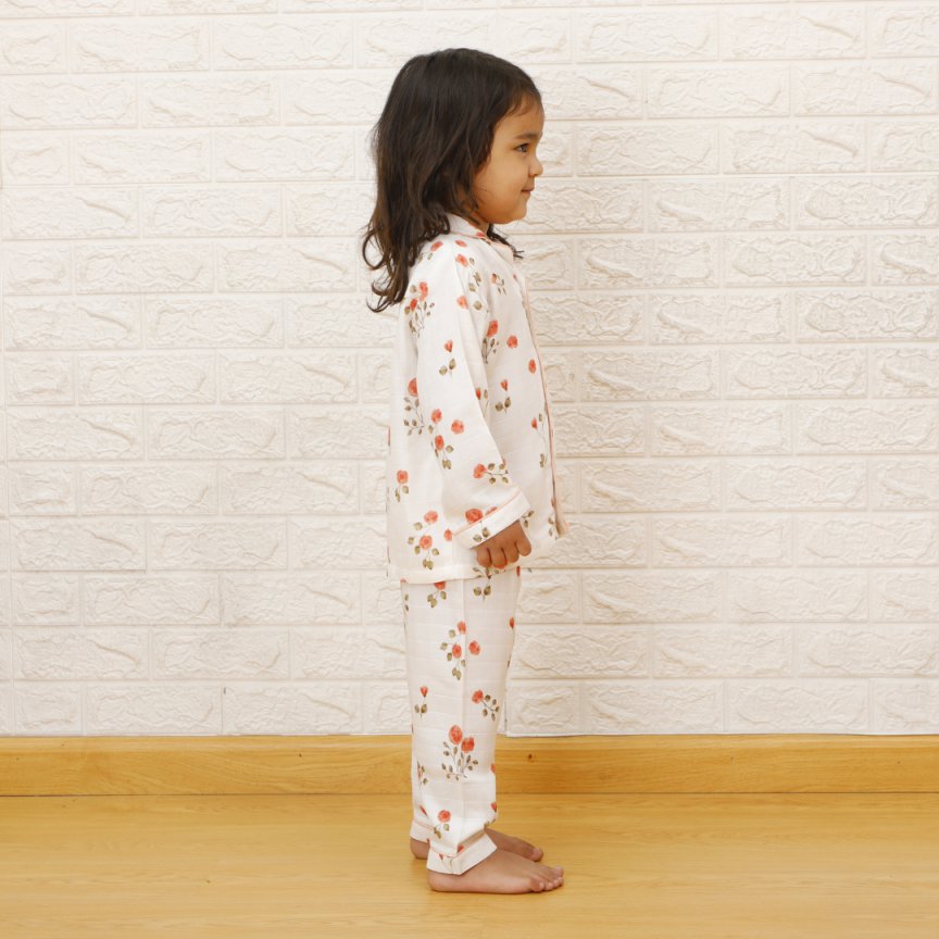 Blooming Camellias - Bamboo Muslin Night Suit Set