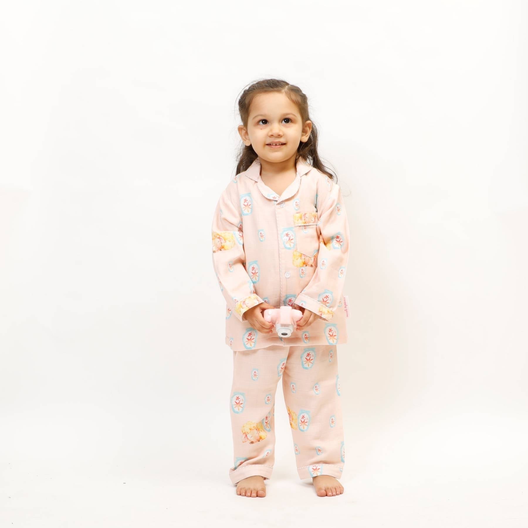 Fluffy The Sheep (Pink)- Bamboo Muslin Night Suit Set