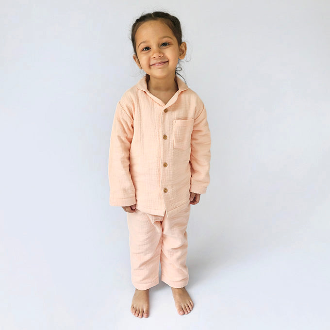 Peach Pink - Crinkled Muslin Night Suit