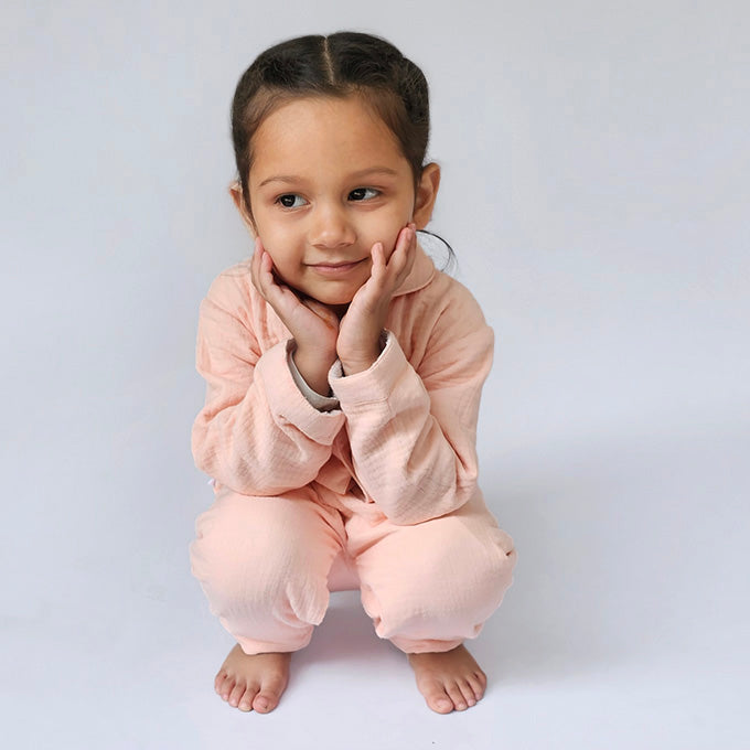 Peach Pink - Crinkled Muslin Night Suit