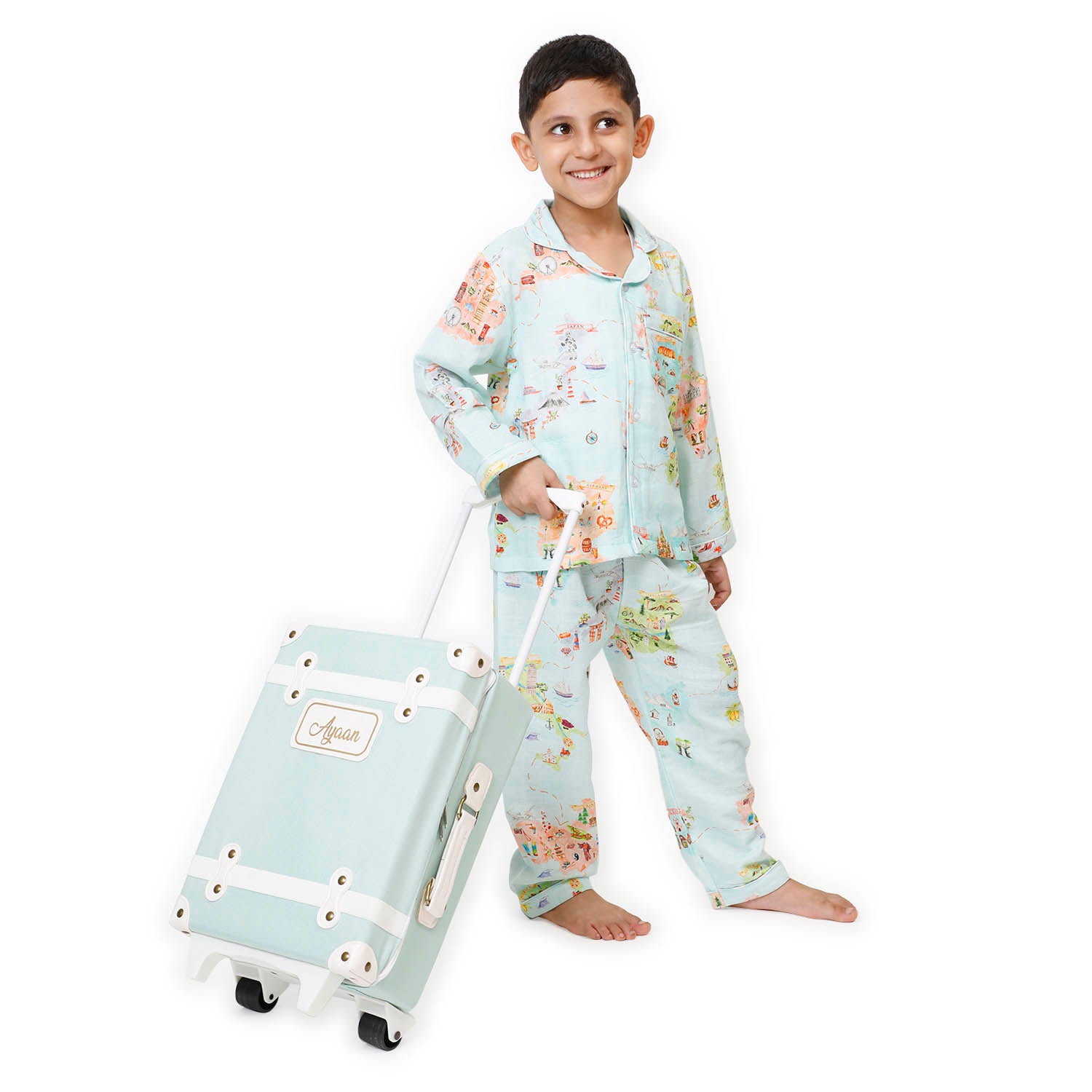 Born To Travel - Bamboo Muslin Night Suit Set