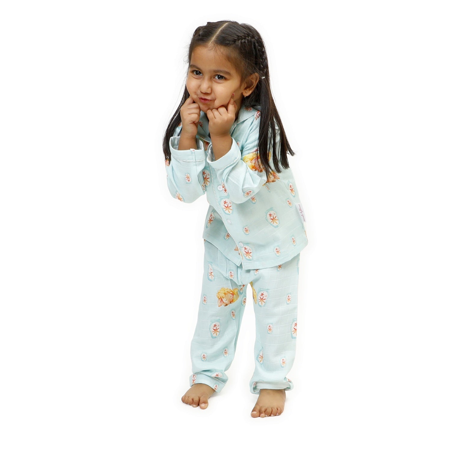 Fluffy The Sheep (Blue)- Bamboo Muslin Night Suit Set