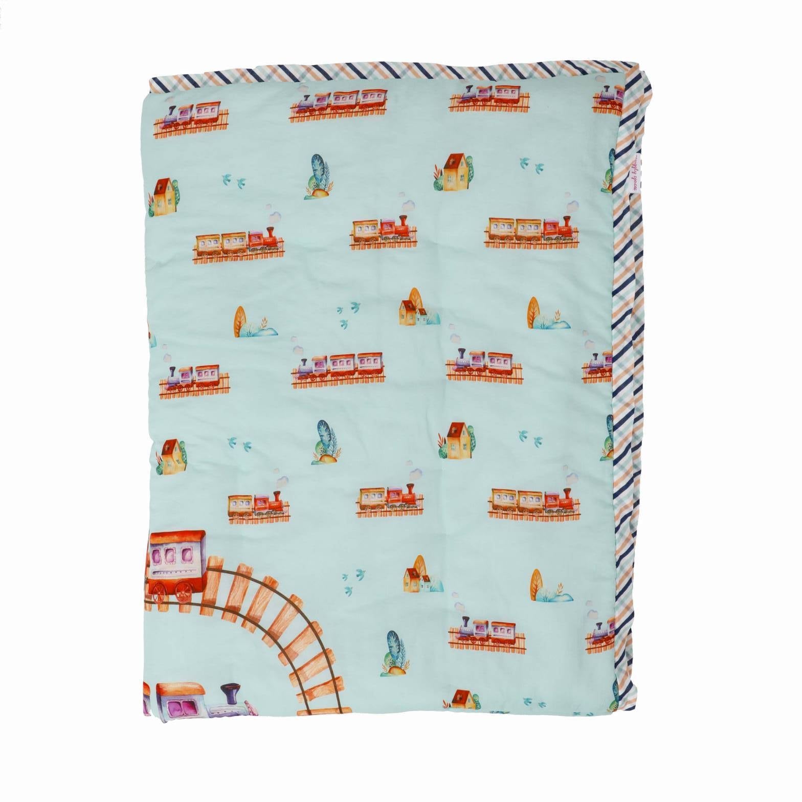 Ollie the Train - Mid Size Winter Quilt - Nevada Sky Blue