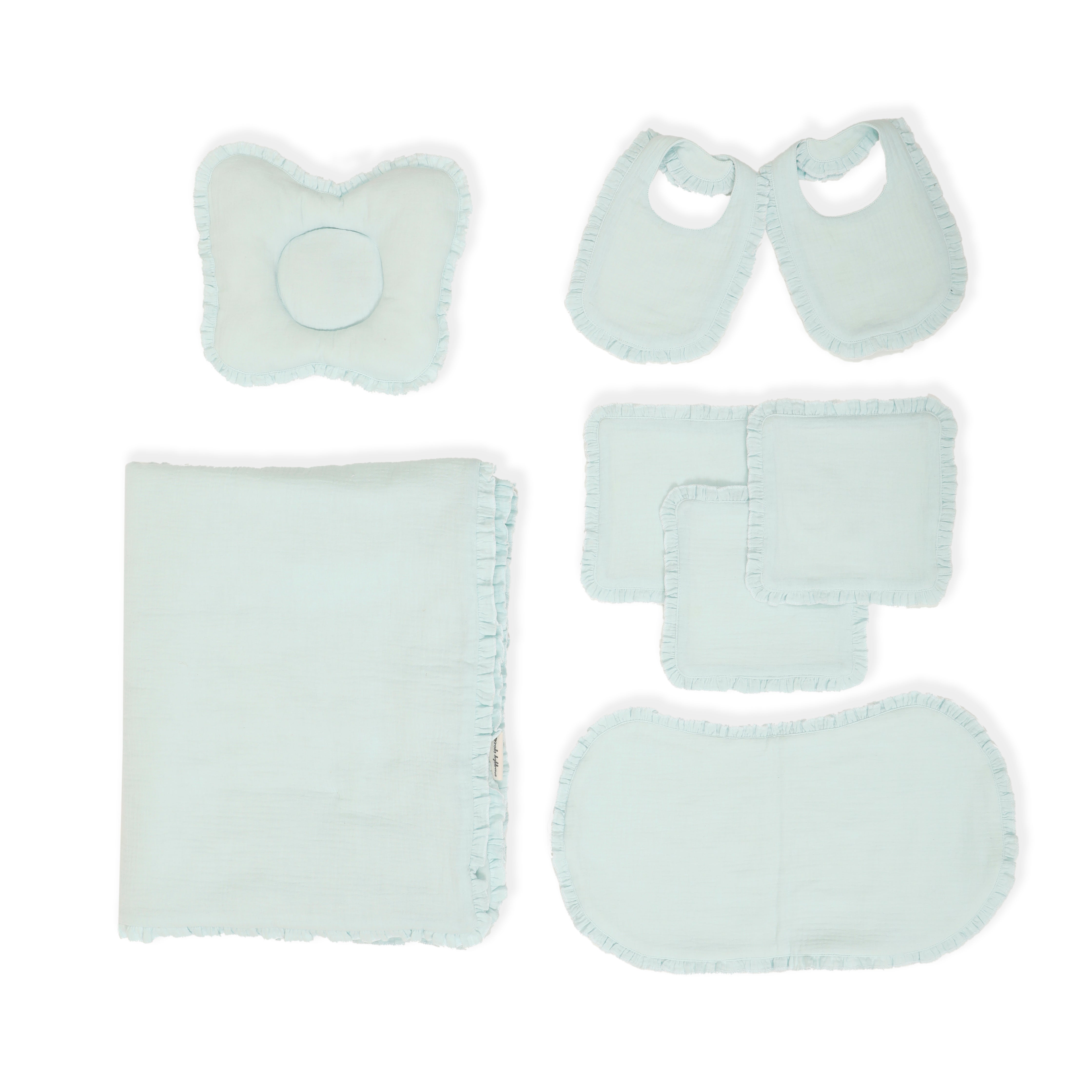 Crinkled Muslin New Born Set - Mint Green