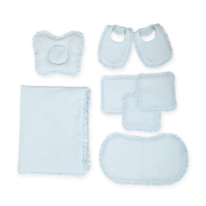 Crinkled Muslin New Born Set - Sky Blue