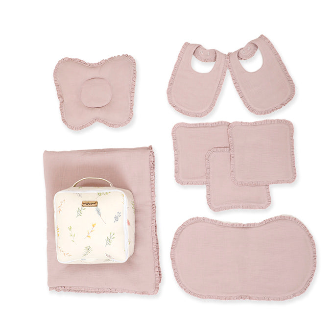 Crinkled Muslin New Born Set - Purple