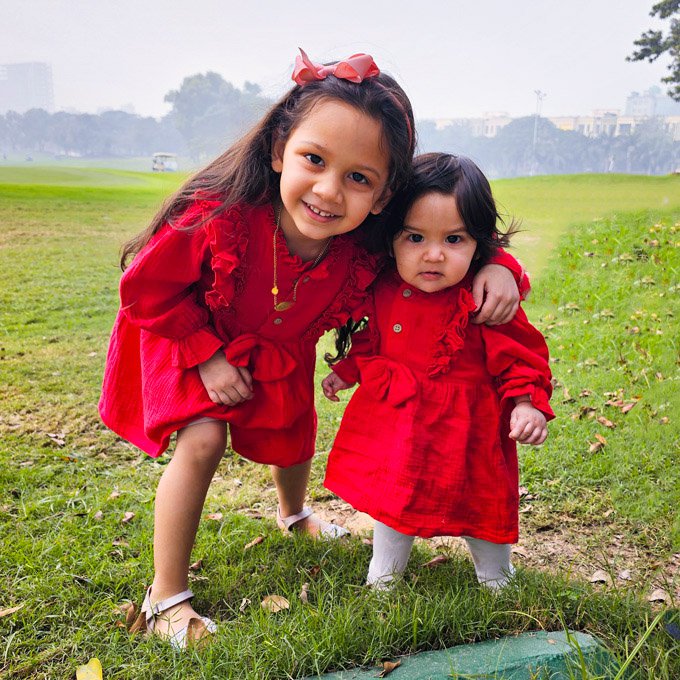 Crinkled Muslin Merry Christmas Dress