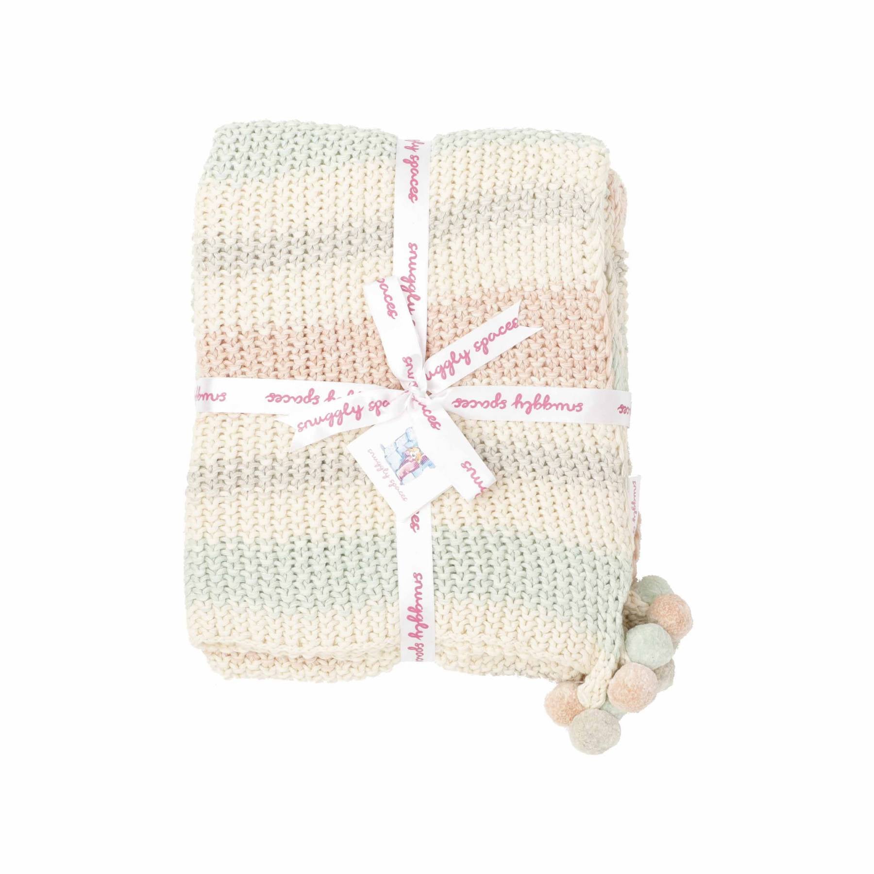 Snuggly Knitted Blanket - Pastel Stripes