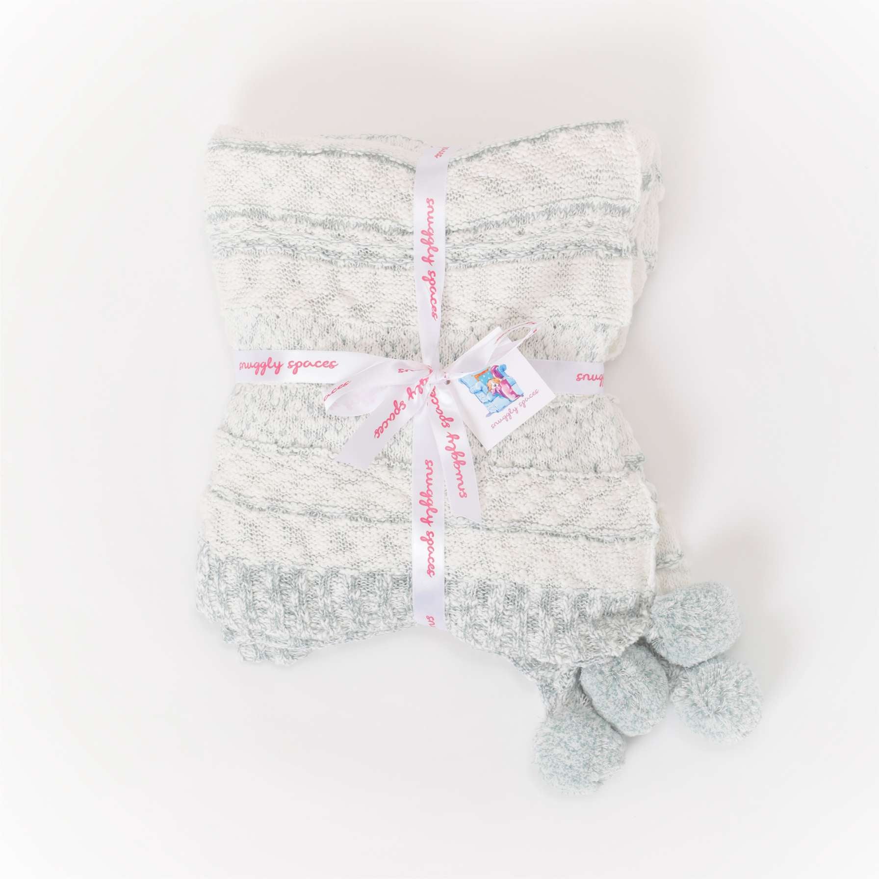 Snuggly Knitted Blanket - White Sage
