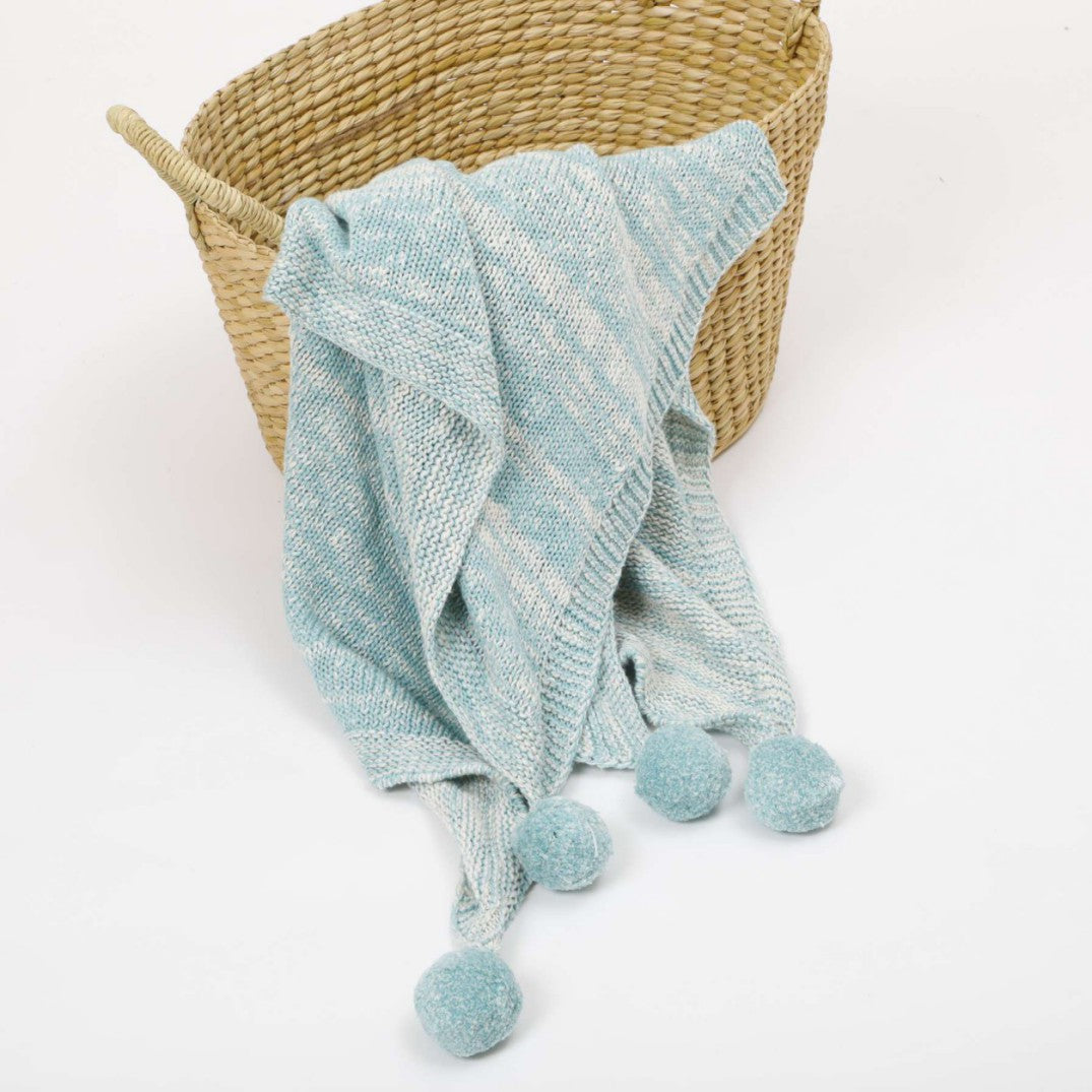 Snuggly Knitted Blanket - Pearl Aqua