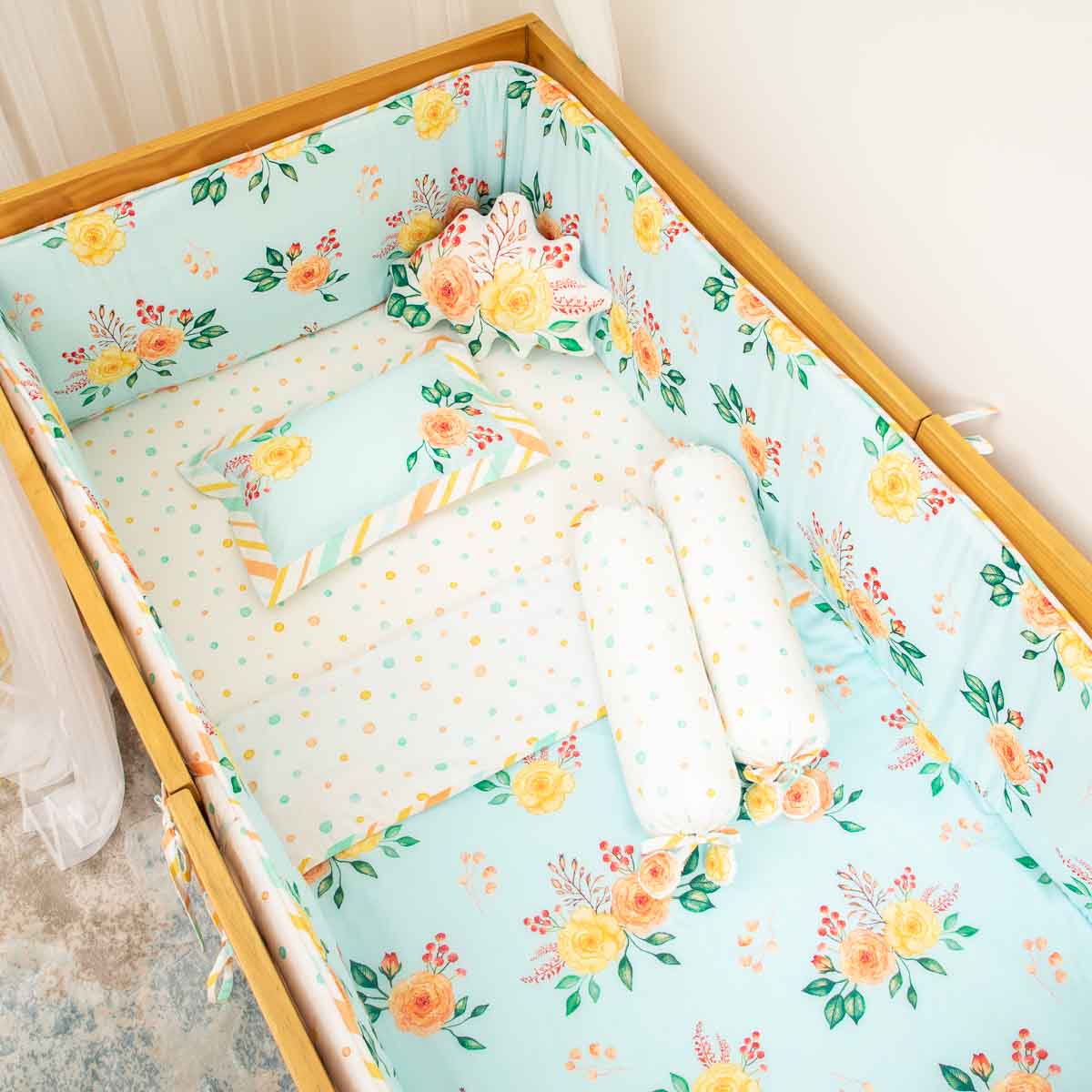 Blossom & Polka - Cot Bedding Set with Bumper