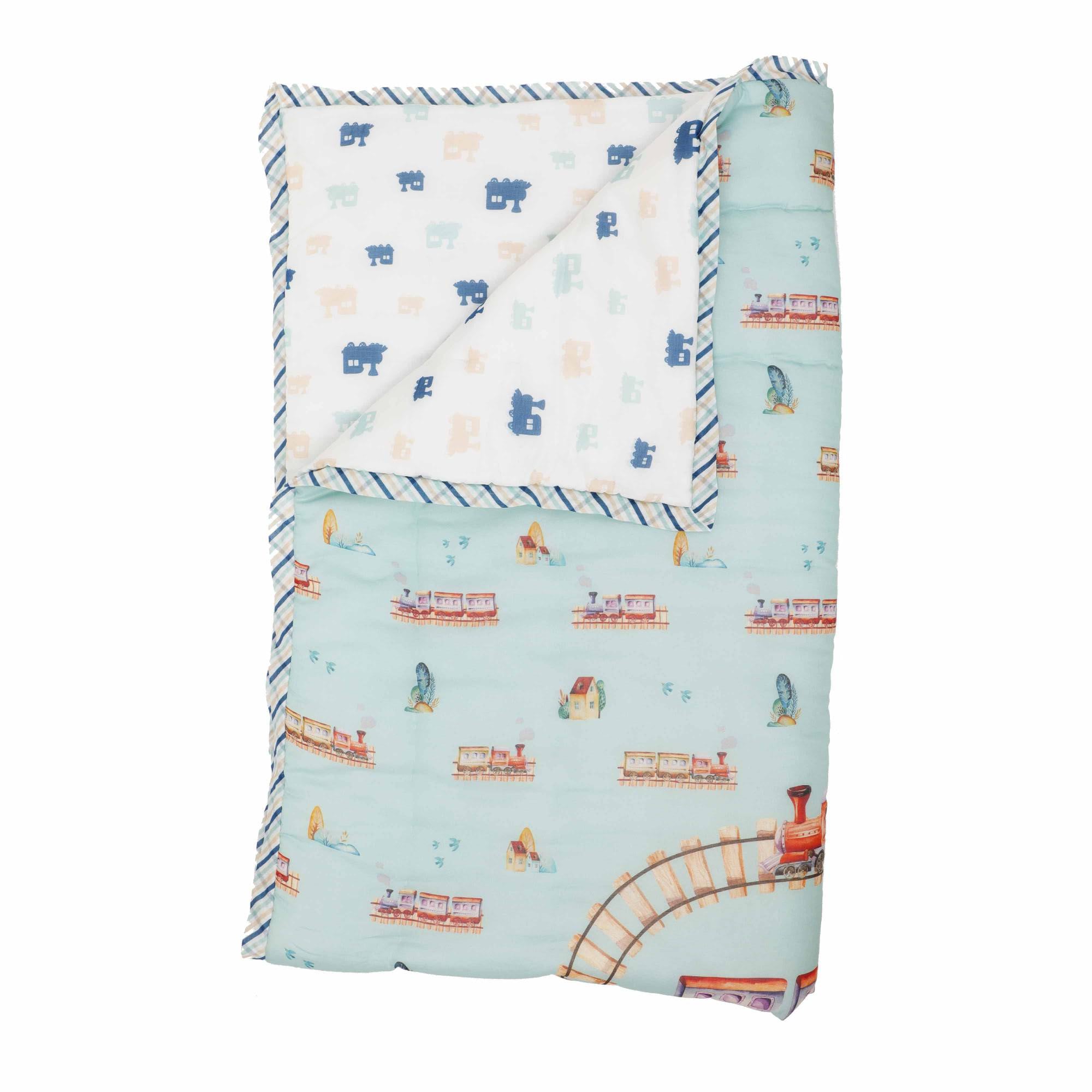 Ollie the Train - Single Bed Winter Quilt - Nevada Sky Blue