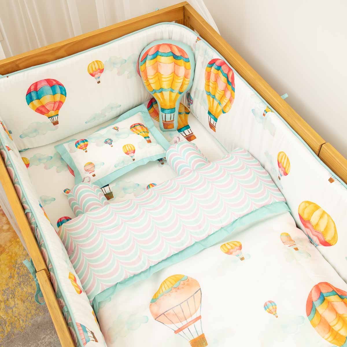 Cappadocia Hot Air Balloons - Cot Bedding Set - White