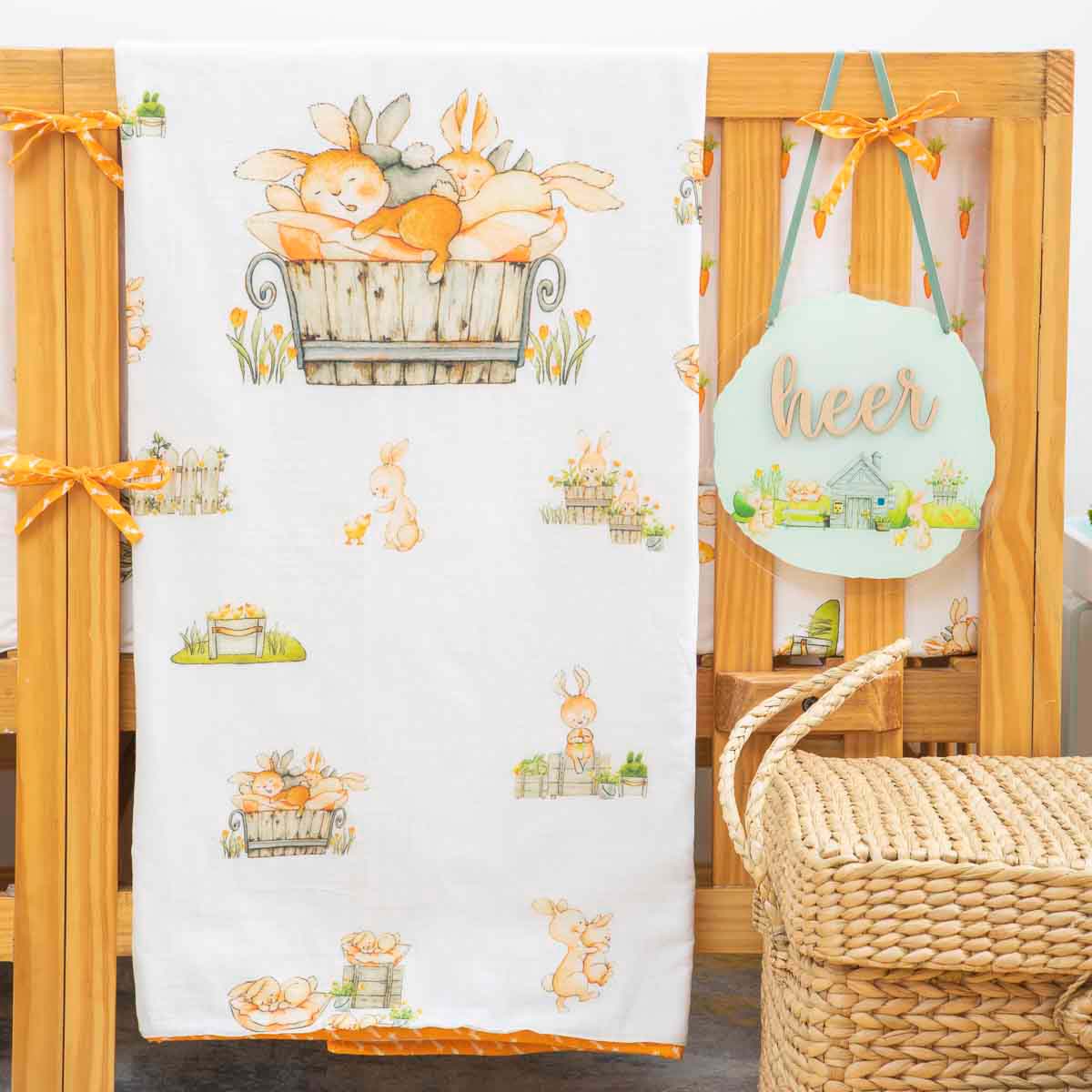 Mr. Marshmallow the Bunny - Cot Bedding Set